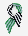 Verloop striped knit mini scarf looped in a loose knot on white