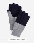 Verloop touchscreen knit gloves in Color Block Black & Grey