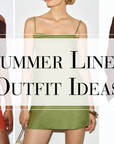 Summer linen outfit ideas style guide featuring six easy outfit formulas with linen dresses, shorts, sets, and accessories.