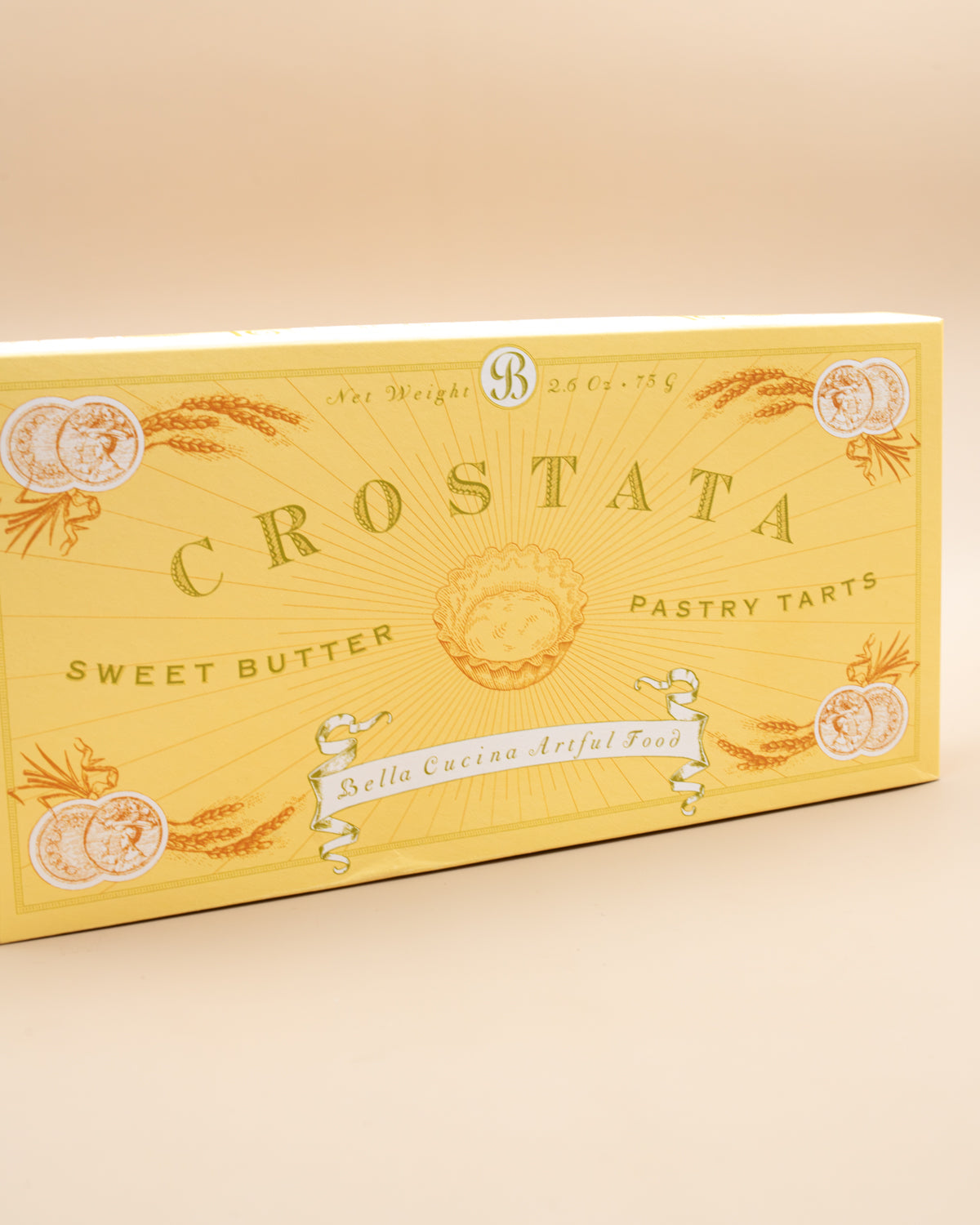 Yellow box of Bella Cucina Crostata sweet butter pastry tarts