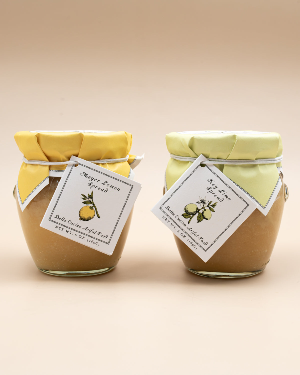 Bella Cucina Meyer Lemon and Key Lime spread jars side by side