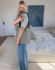 Woven Checkered Tote Bag