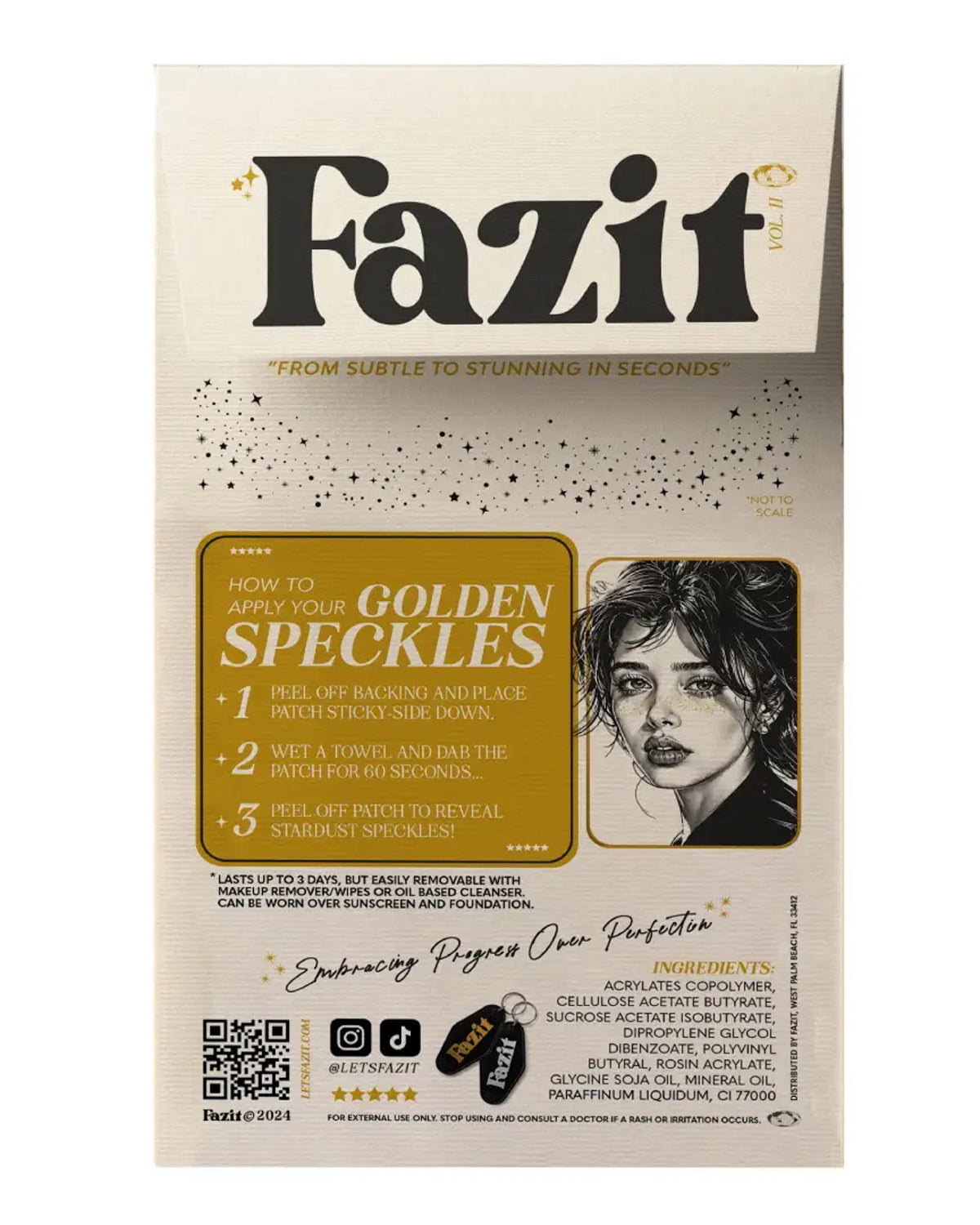 Back of the Fazit Golden Speckles pack with how-to steps and ingredients