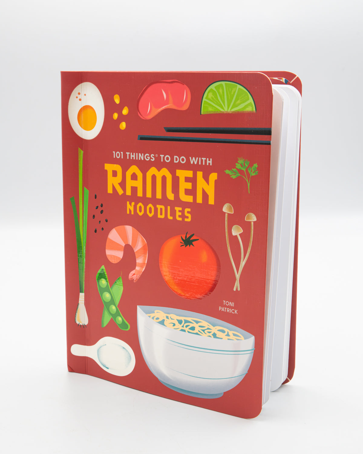 Standing copy of the 101 Things to Do With Ramen Noodles cookbook