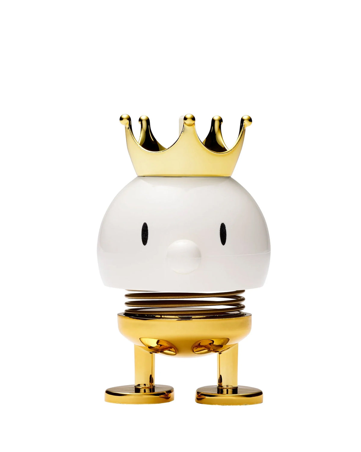 White Hoptimist Prince figure with a gold crown and gold spring legs