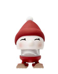 Hoptimist Skiing Bimble figure in a red knit cap with wooden skis