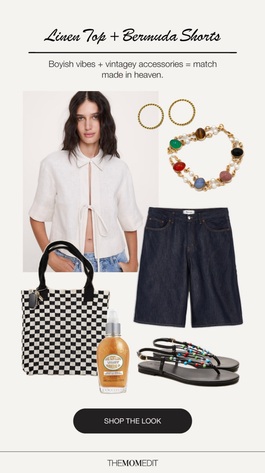 Summer linen outfit ideas style guide featuring six easy outfit formulas with linen dresses, shorts, sets, and accessories.