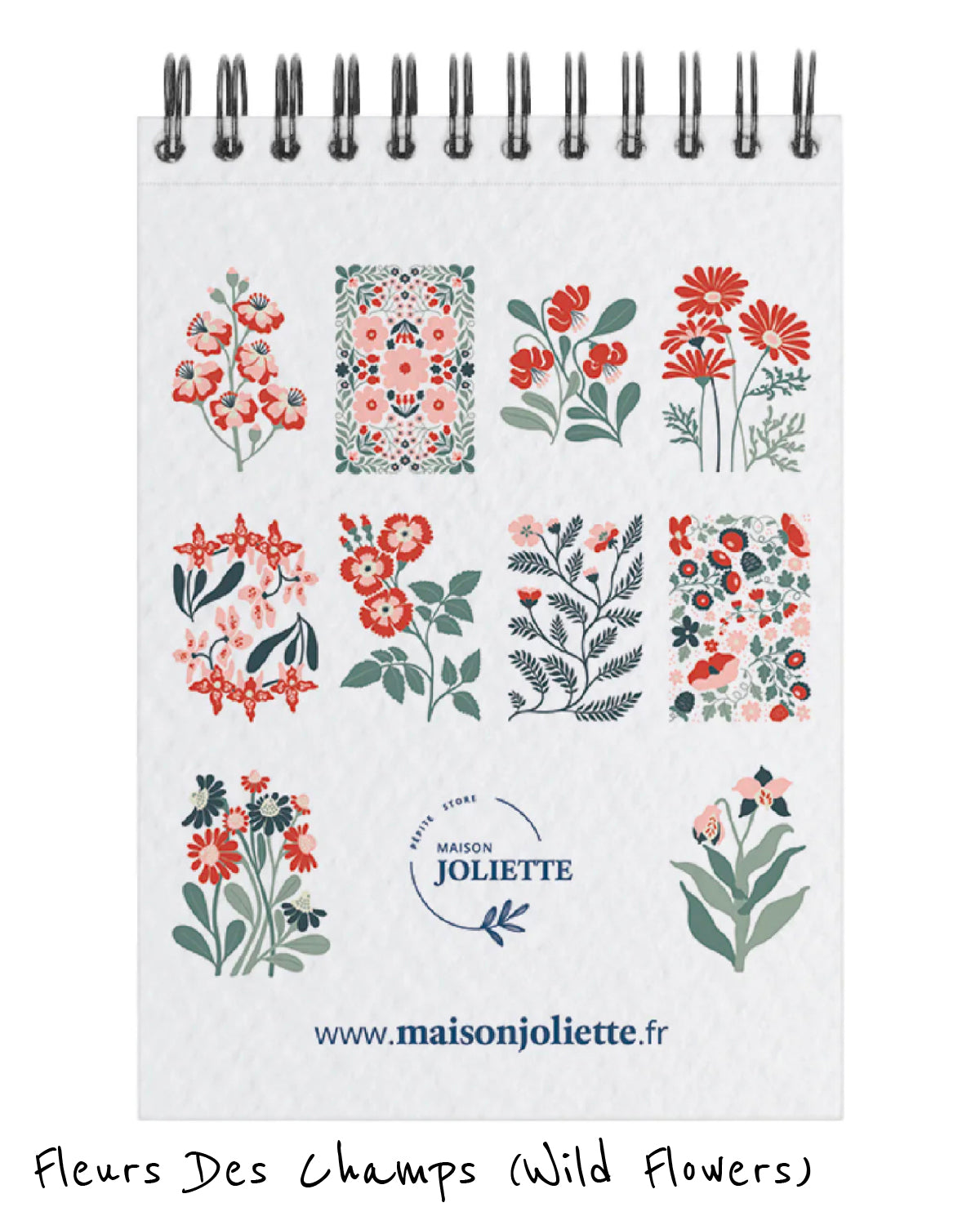Cover of the Fleurs Des Champs Wildflower French Painting Kit sketchbook featuring samples of 10 floral designs from the kit