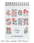 Cover of the Fleurs Des Champs Wildflower French Painting Kit sketchbook featuring samples of 10 floral designs from the kit