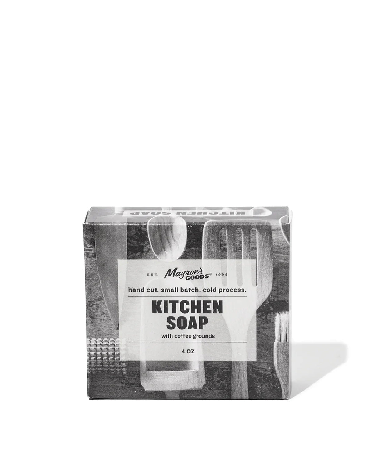 Box of Mayron's Goods Kitchen Soap with coffee grounds