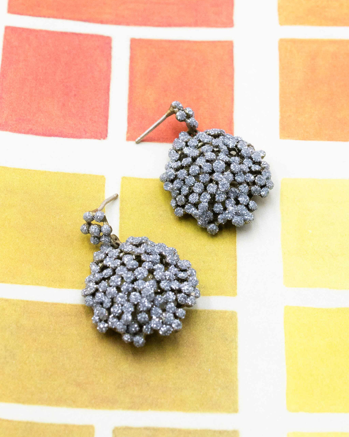 Michael Michaud Queen Anne's Lace cluster earrings with crystal-dusted silver blooms