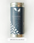Nu Chocolat 65% Dark Chocolate Blend hot chocolate tin in navy