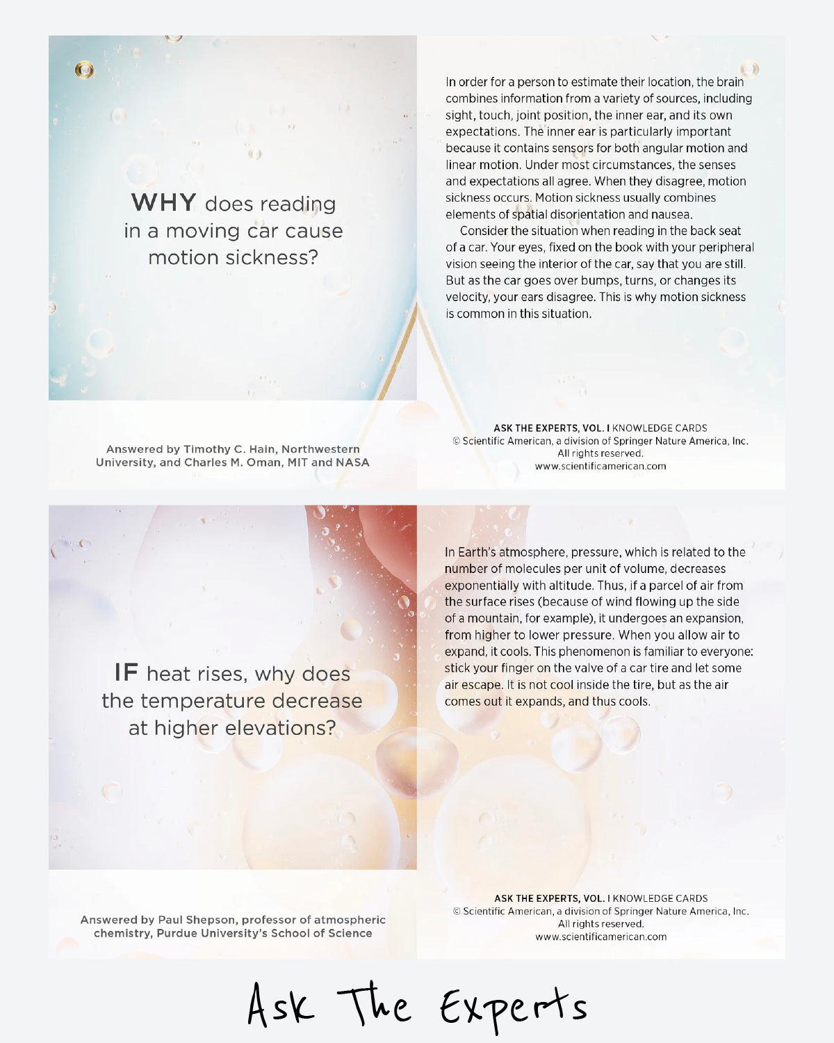 Preview of two questions from Ask The Experts knowledge deck for the curious