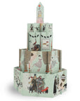 Fully assembled tabletop decoration made of cardstock with illustrations from Edward Gorey's Eclectic Decor kit.