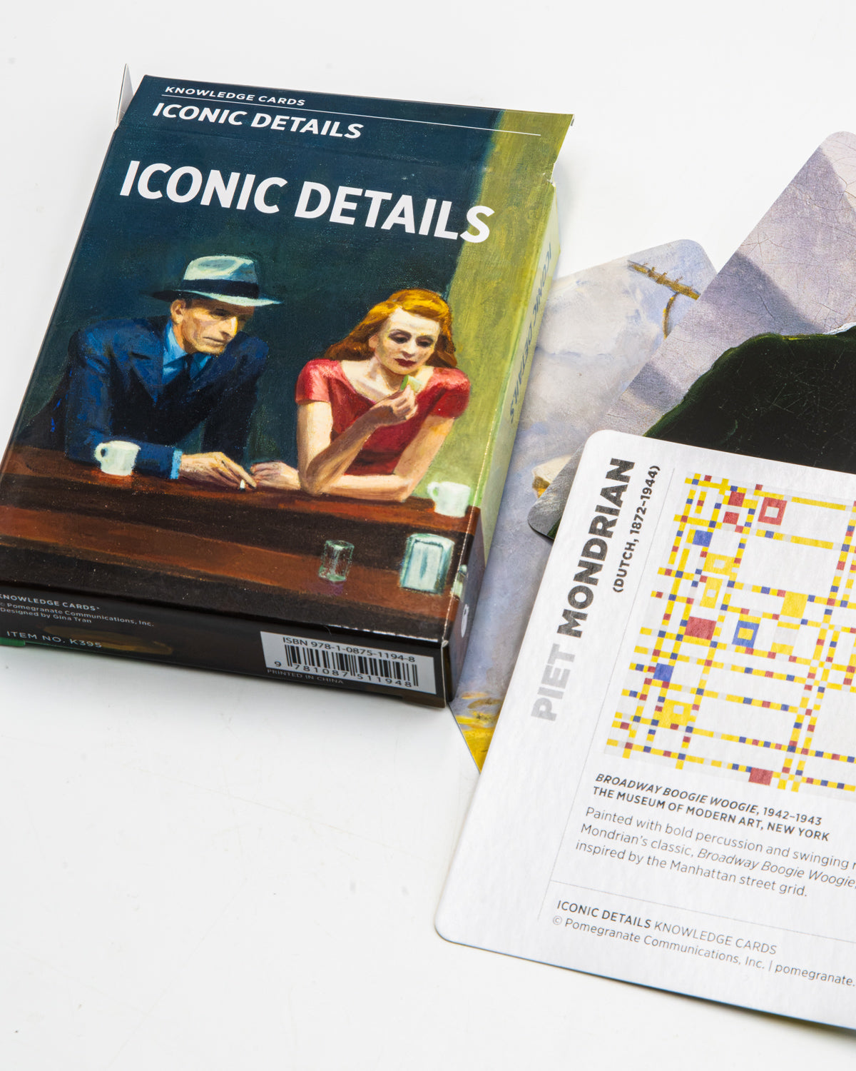 Iconic Details art cards showing painting close-ups and an answer card naming the artist
