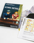 Iconic Details art cards showing painting close-ups and an answer card naming the artist