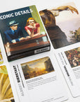 Iconic Details deck box with cards revealing paintings by Bierstadt and Bruegel