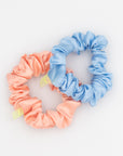 pink and blue baby satin scrunchie bundle
