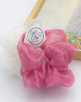 pink and white organza "cloud" scrunchies