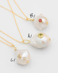 Baroque Pearl Pendant With Set-In Gemstone