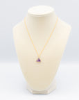 amethyst triangle gemstone necklace on a gold-filled chain
