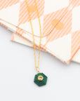 Malachite Pendant With Set-In Citrine