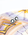 Vintage silver opal earrings studs on a colorful fabric background