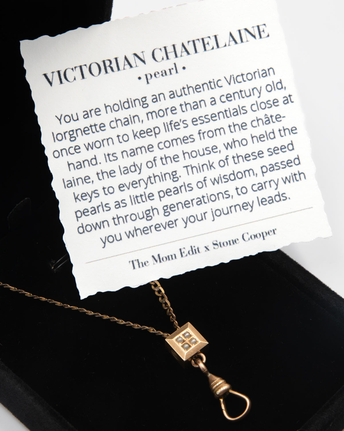 18” Victorian Chatelaine Necklace: Seed Pearls