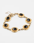 Vintage Onyx + Gold-Filled Bracelet W/ Chain Guard