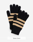 Verloop touchscreen knit gloves in Stripe Sand, black with tan stripes