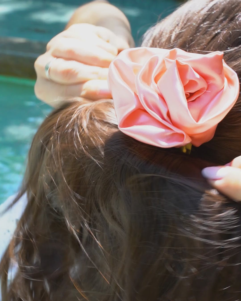 Rosette Satin Scrunchie | Pretty Hair Accessories – The Mom Edit