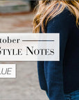 Fall outfit ideas featuring jeans, faux-leather pants, bright blue sneakers, and more.